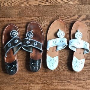 Jack Rogers sandals (2 pairs!) Size 8 silver/white